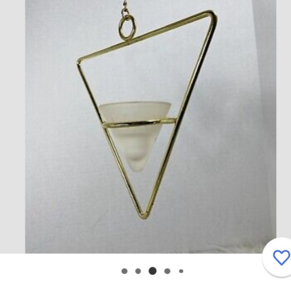 PartyLite Vintage Triangle shape Votive hanging candle holder Gold